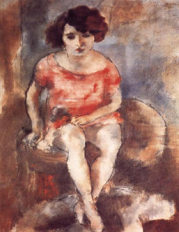 Jules Pascin The woman wearing the red garment oil painting picture